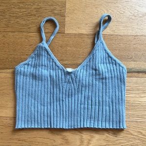 Nia Cropped Blue Sweater Tank Top